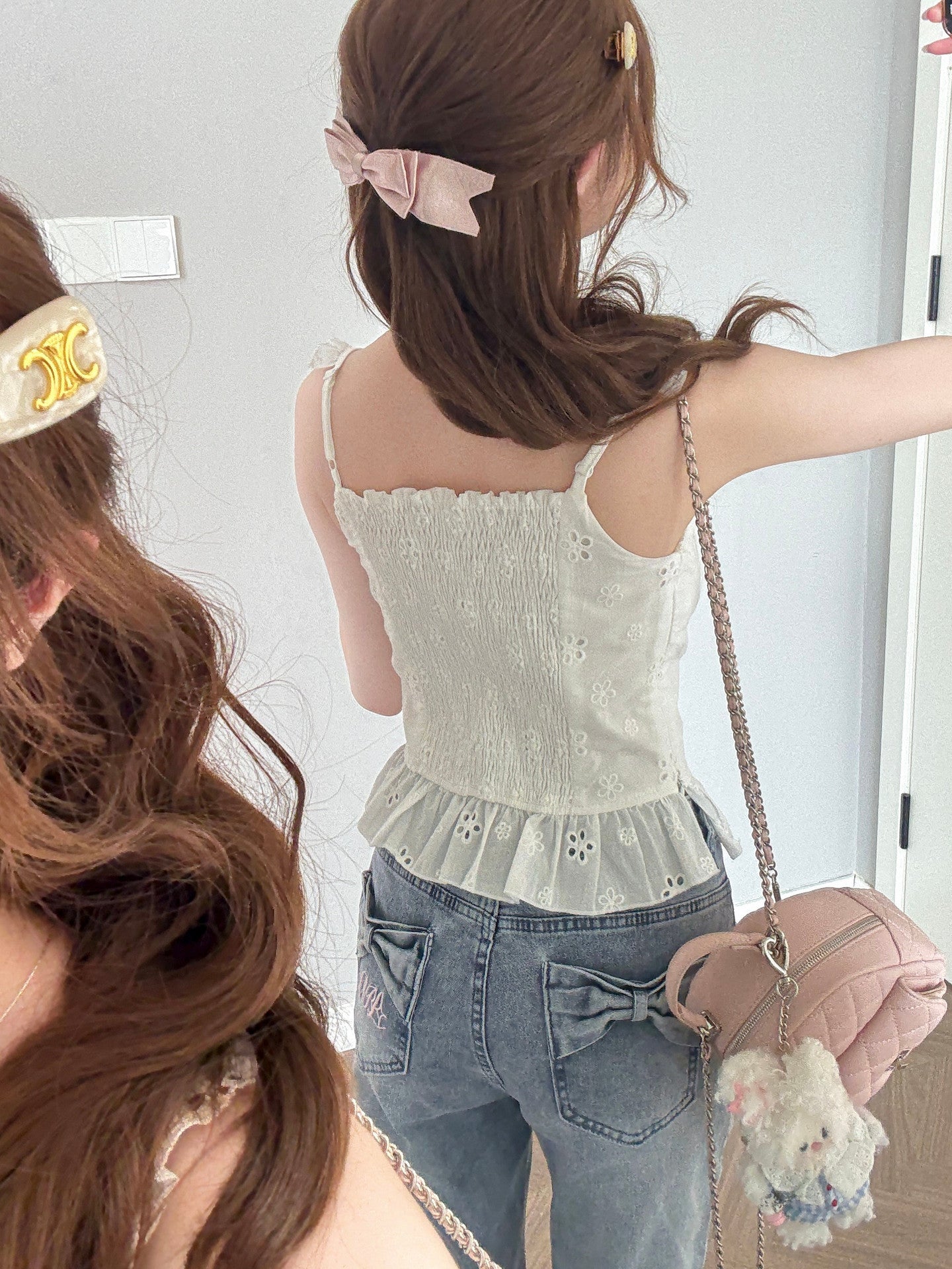 Sweetheart Eyelet Peplum Cami - ntbhshop