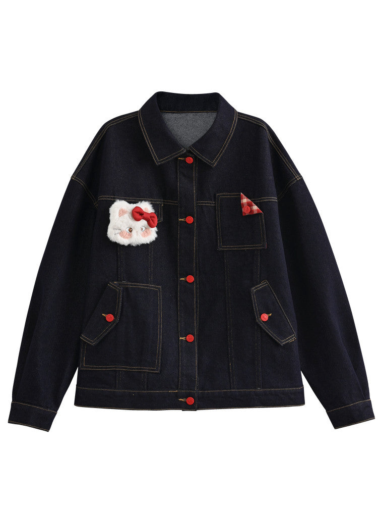 Kitty Crush Denim Jacket-Outerwear-ntbhshop