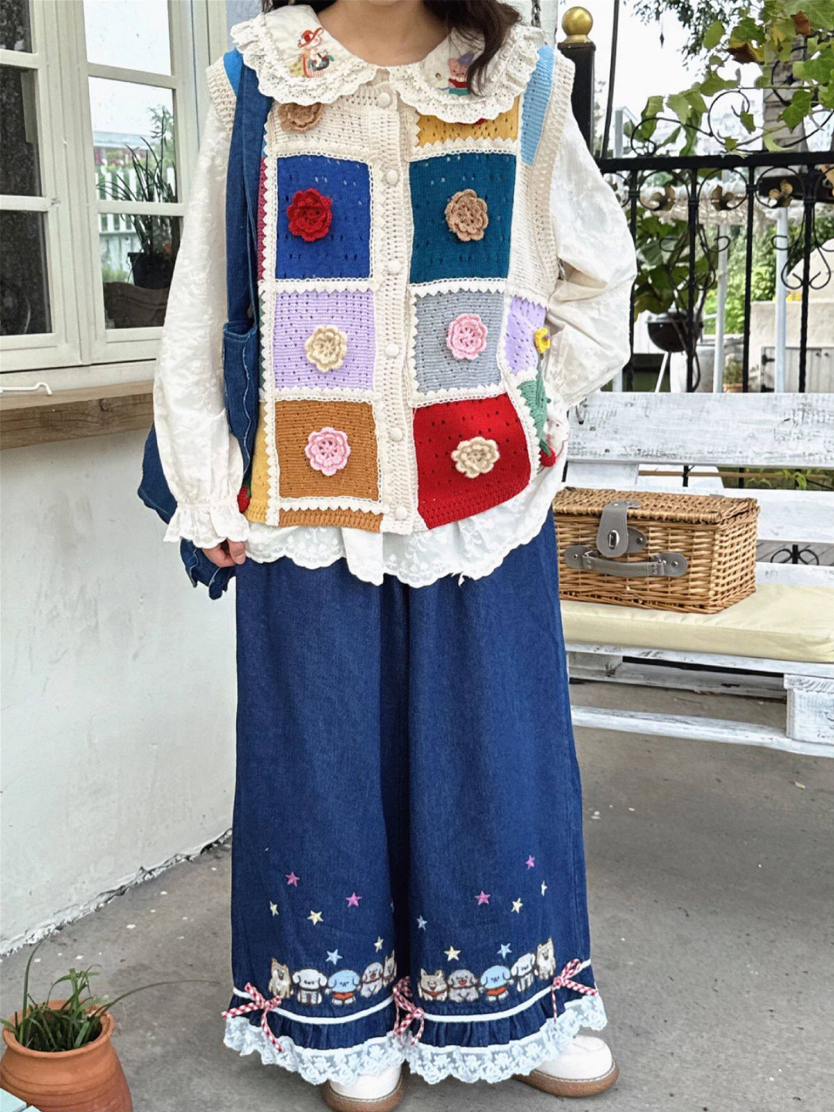 Mori Puppy Lace Jeans-Bottoms-ntbhshop