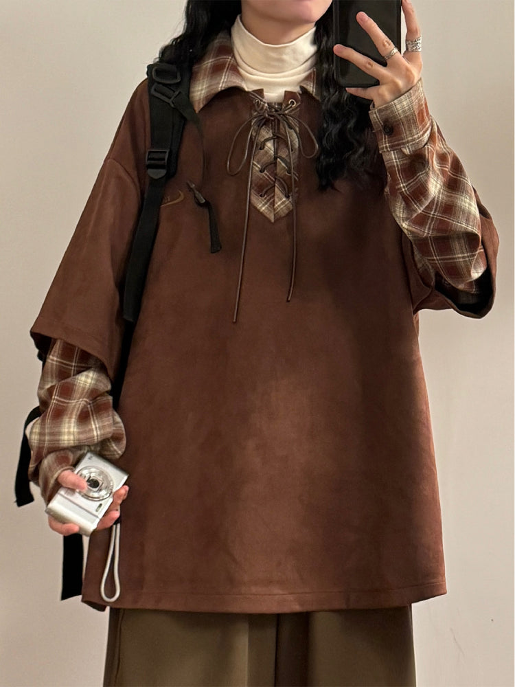 Plaid Sketch Unisex Layer Sweatshirt-ntbhshop