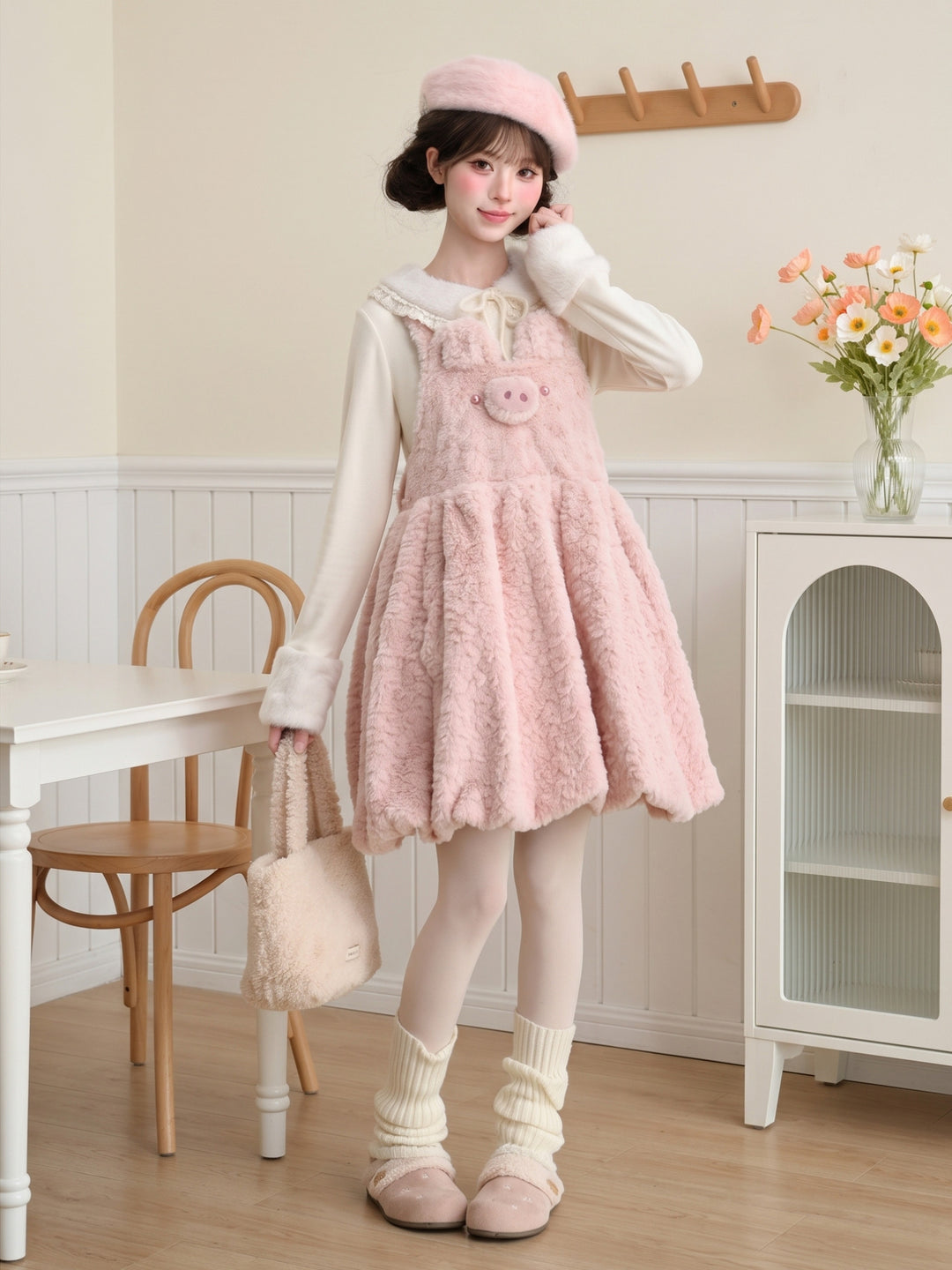 Piggy Plush Overall Dress-Dresses-ntbhshop