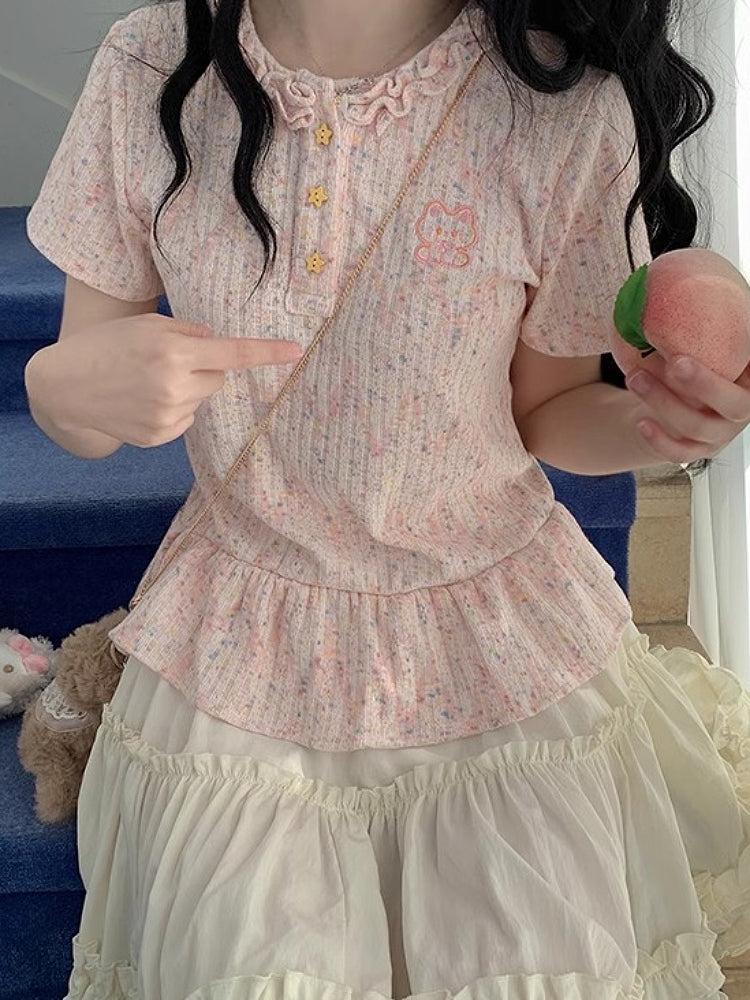 Meowberry Knit Peplum Tees-Sets-ntbhshop