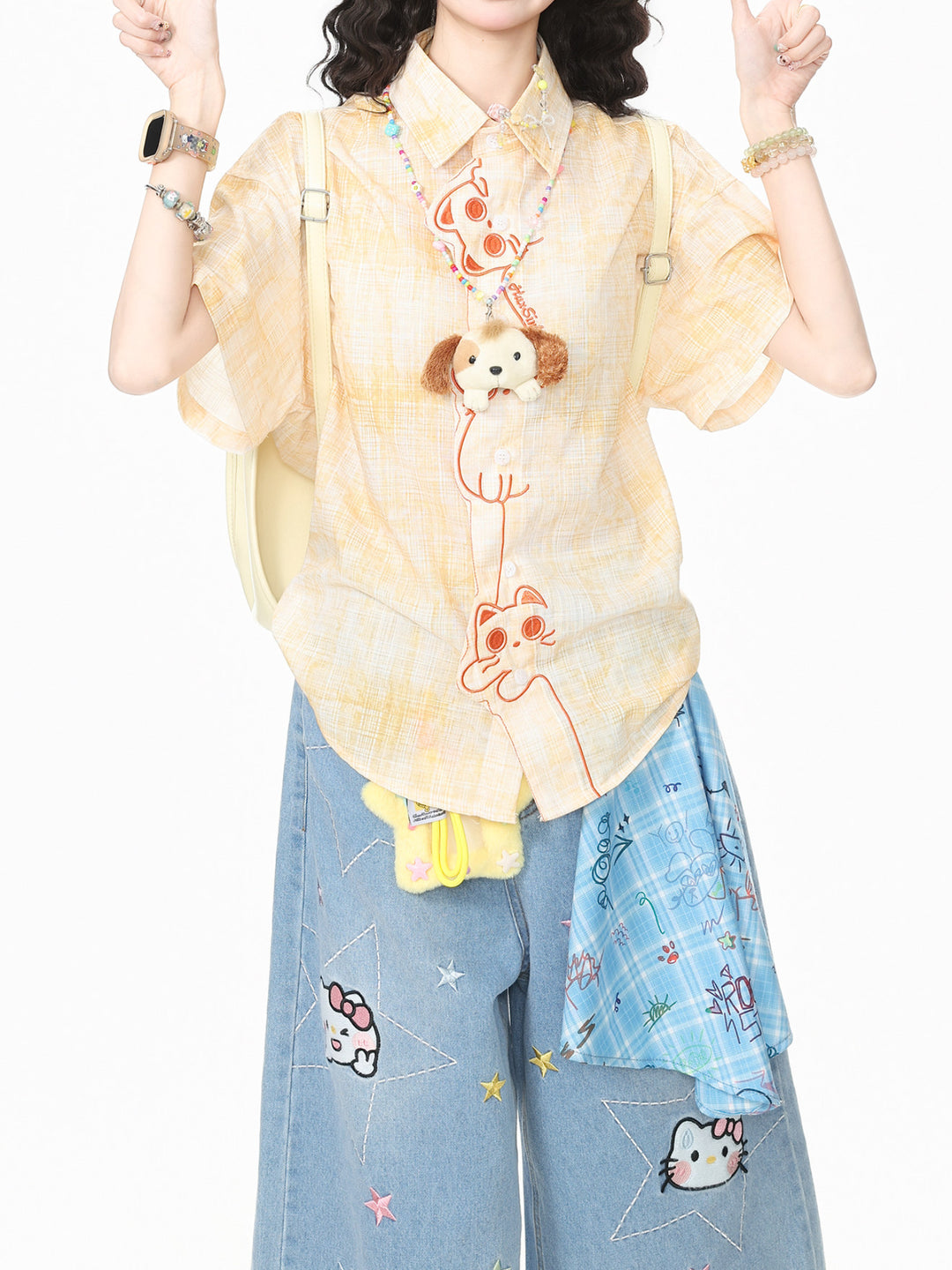 Kitty Giggle Plaid Shirts-Tops-ntbhshop