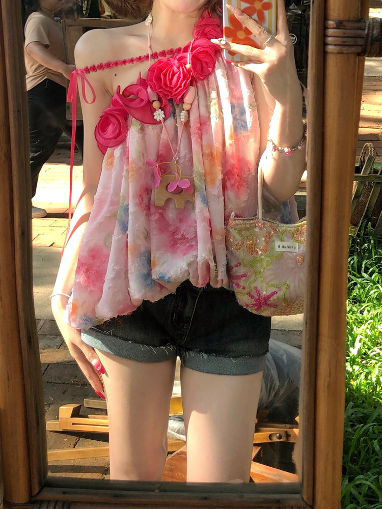 Daisy Pop Denim Shorts-Bottoms-ntbhshop