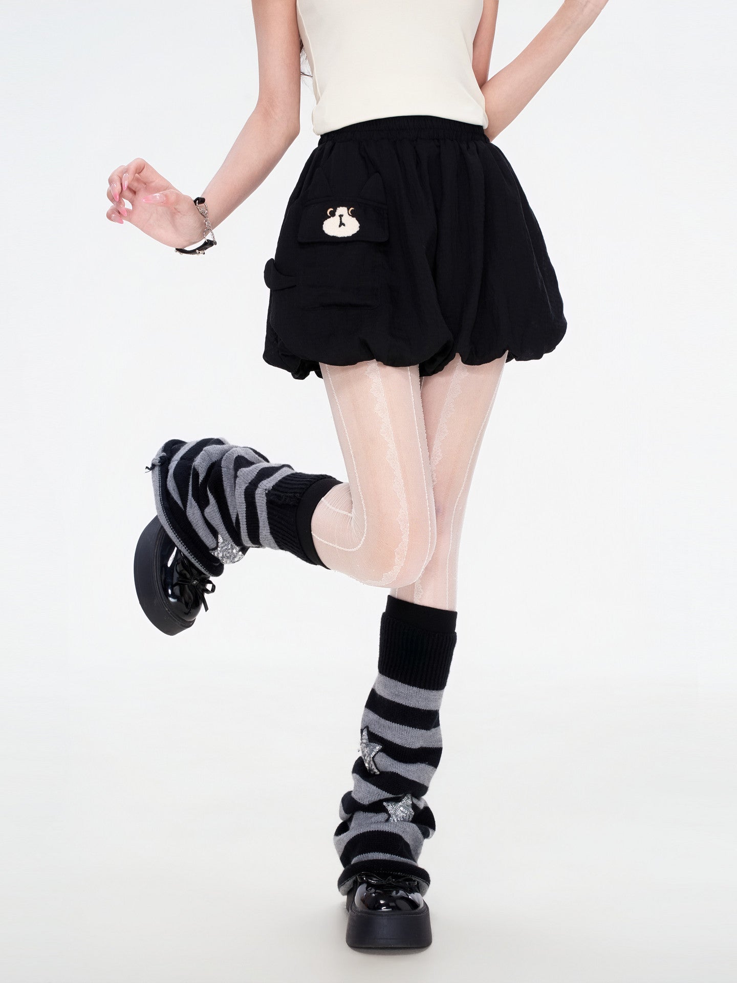 Milk Cat Bubble Skirt-Bottoms-ntbhshop