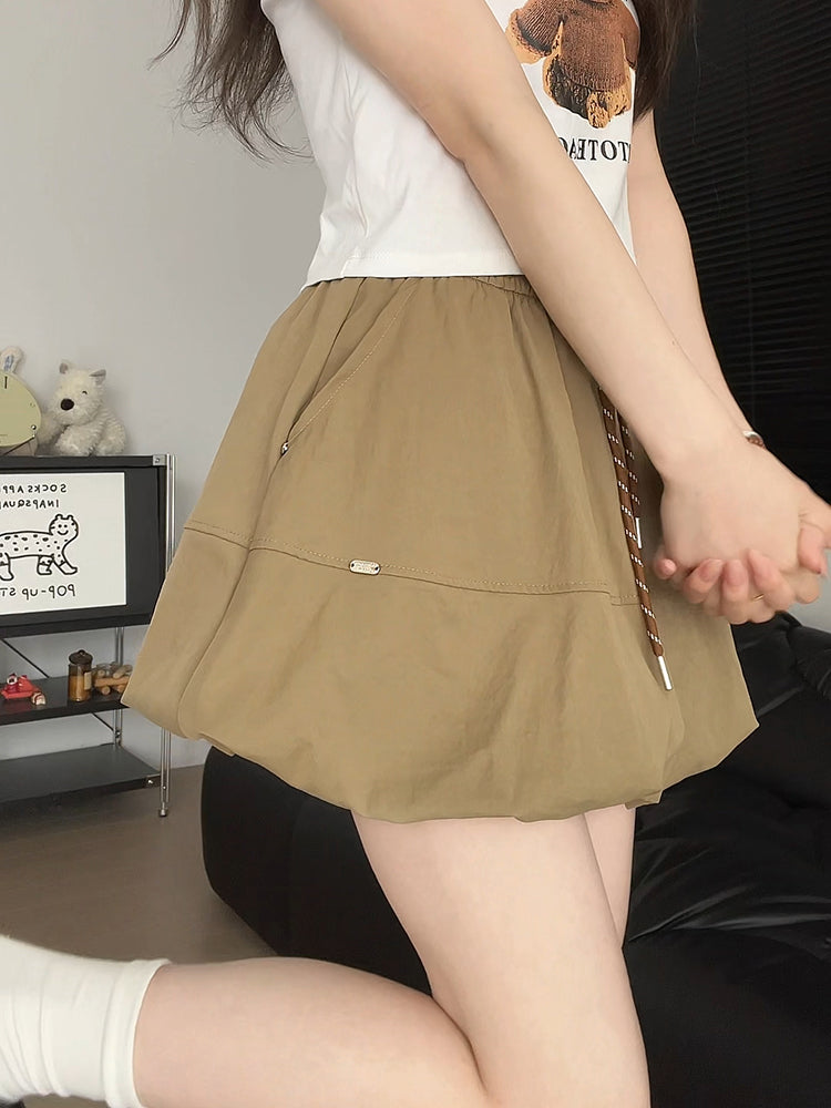 Mocha Bloom Cargo Bubble Skirts-ntbhshop