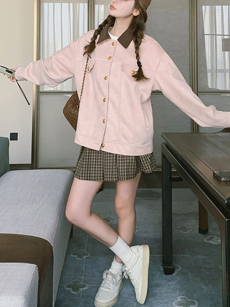 Rosy Path Suede Crop Jacket-ntbhshop