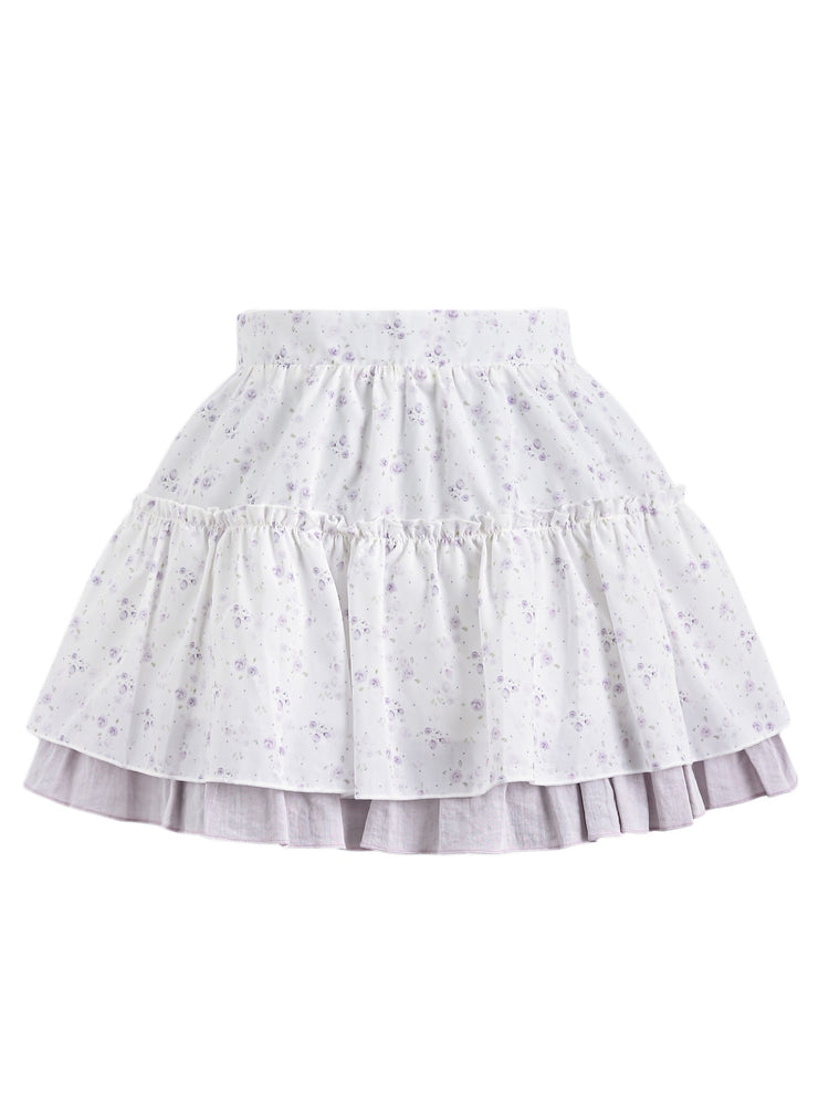 Lavender Bloom Layer Skirt-Bottoms-ntbhshop