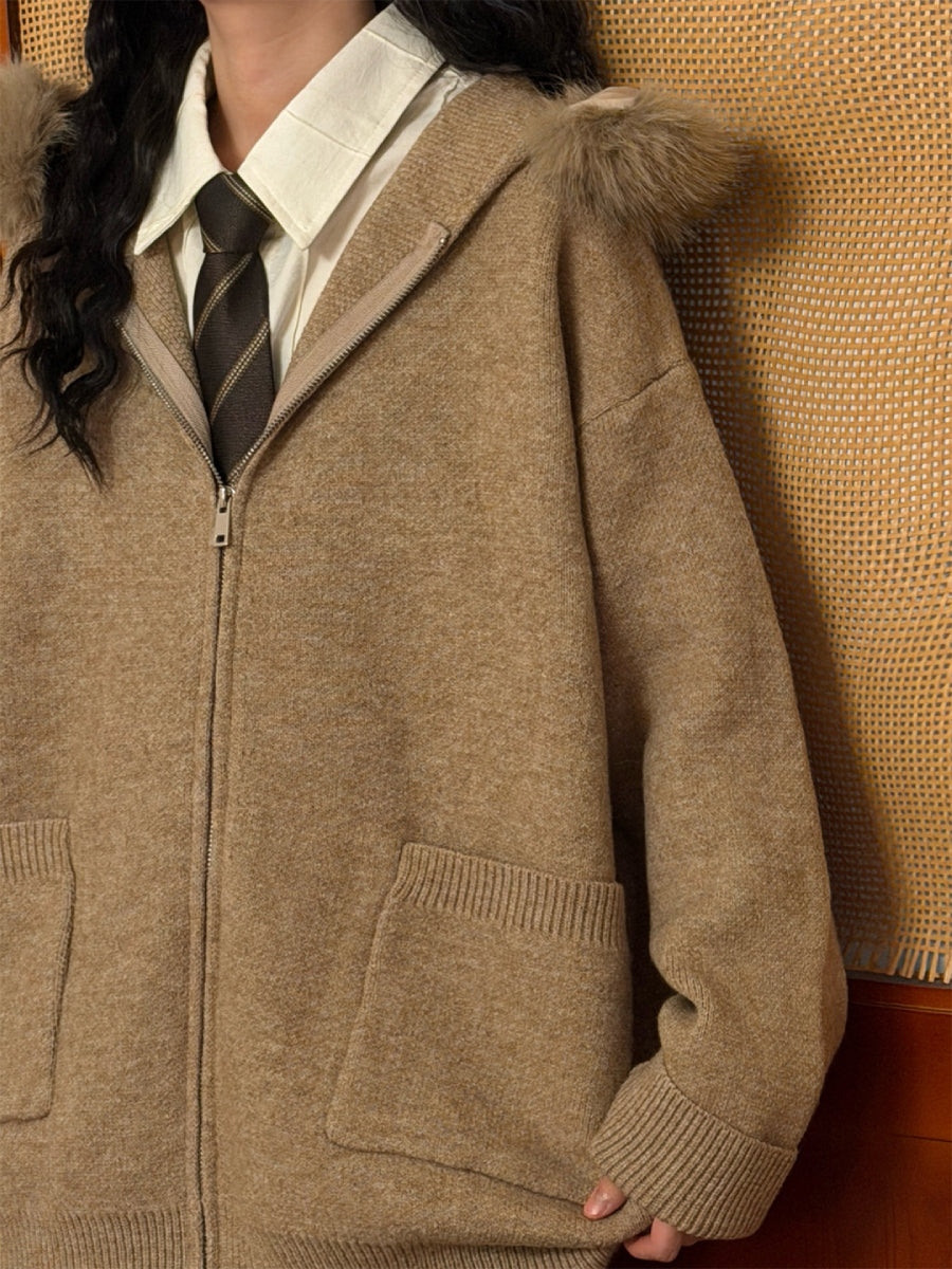 Ebonridge Fur Zip Cardigan-Outerwear-ntbhshop