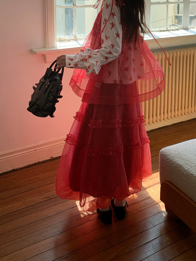 Cherry Dollhouse Polka Dot Cami, Floral Blouse & Bubble Skirt-ntbhshop