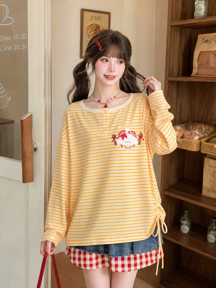 Sunny Toast Stripe Tee-Tops-ntbhshop