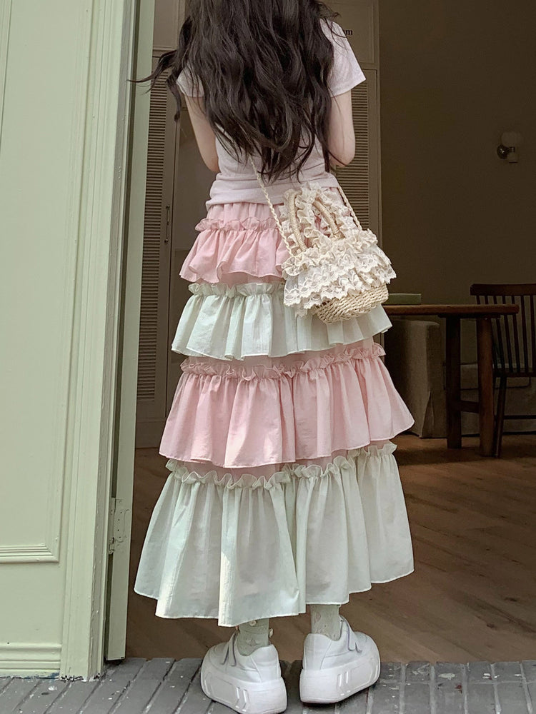 Pastel Marshmallow Layer Skirt-Bottoms-ntbhshop