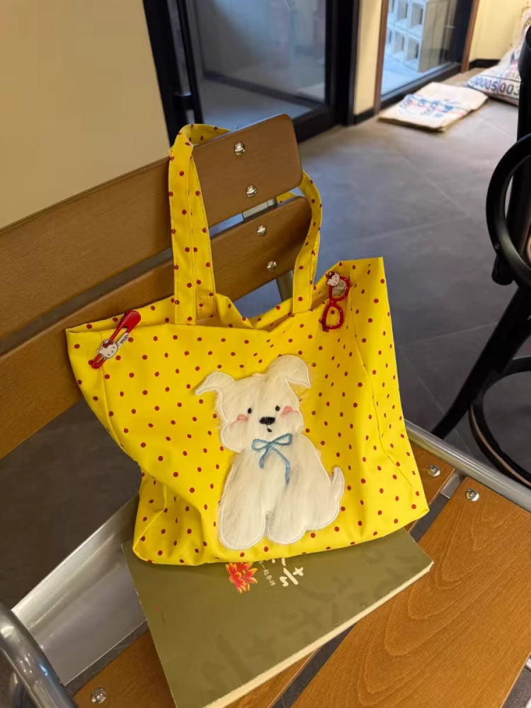 Puppy Love Contrast Tote Bags-Accessories-ntbhshop