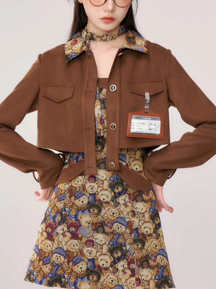 Bear Coffee Crop Jackets & Cami Dresses-ntbhshop