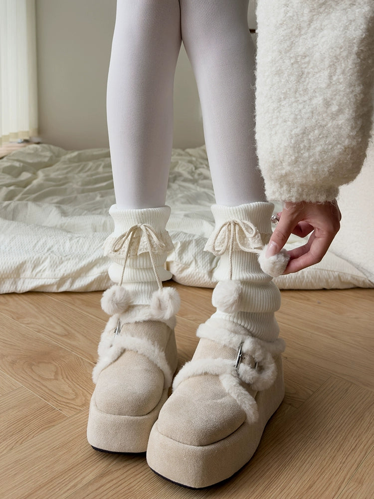 Snow Puff Lace Leg Warmers-ntbhshop