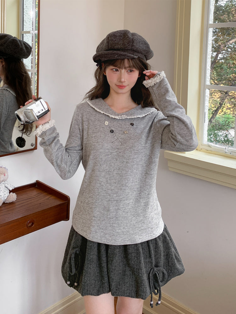 Silent Café Lace Knit Base Top-ntbhshop