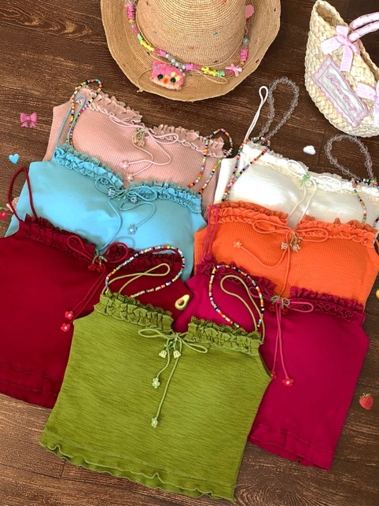 Rainbow Disco Cut-Out Back Bra Camisoles-ntbhshop