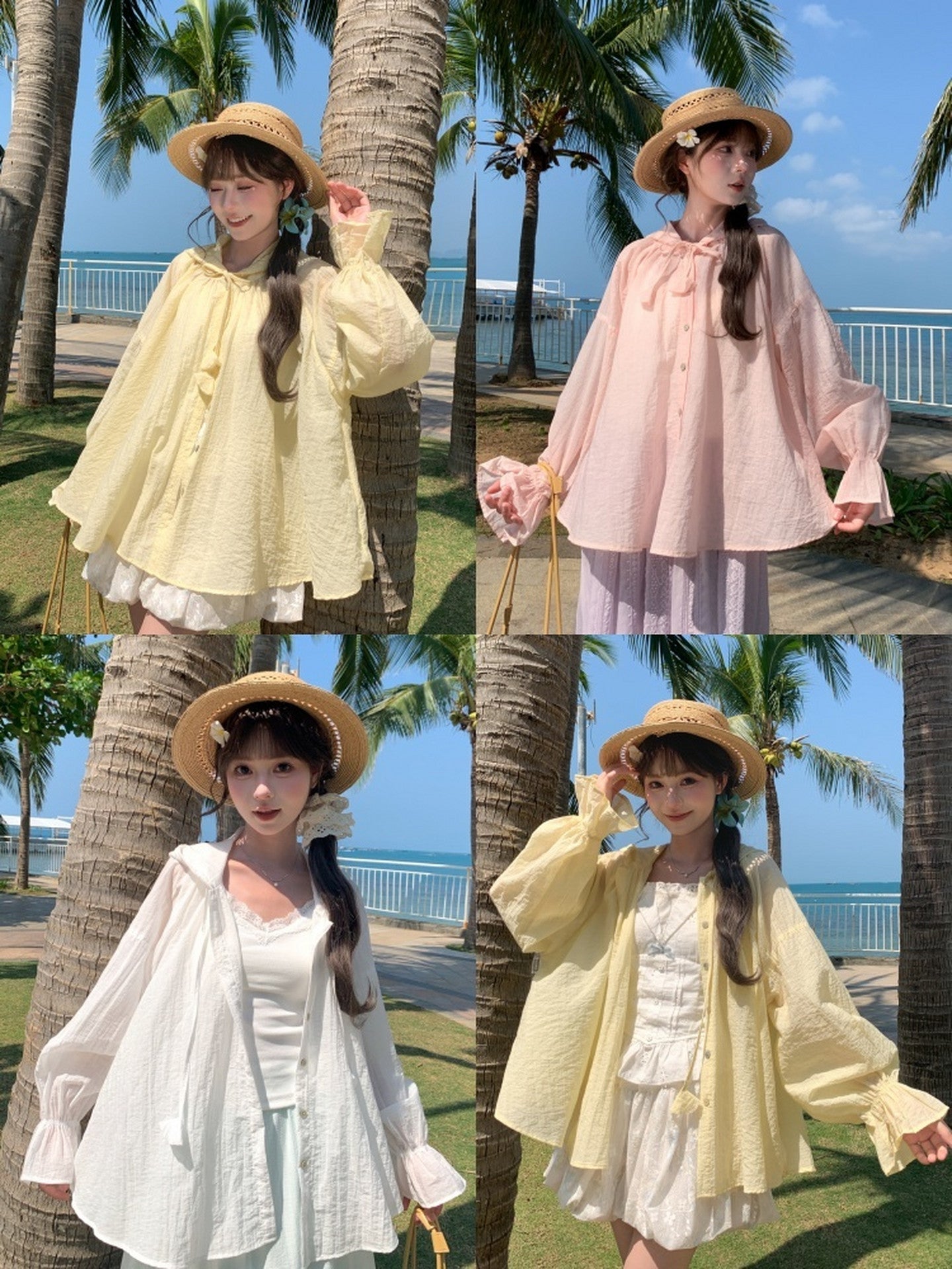Pastel Cloud Hooded Blouses-Tops-ntbhshop