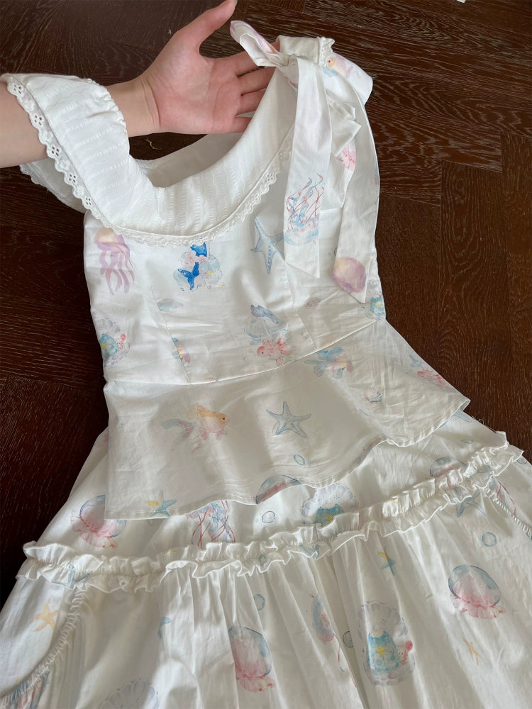 Dream Sea Pearl Peplum Top & Bubble Skirt Set-ntbhshop