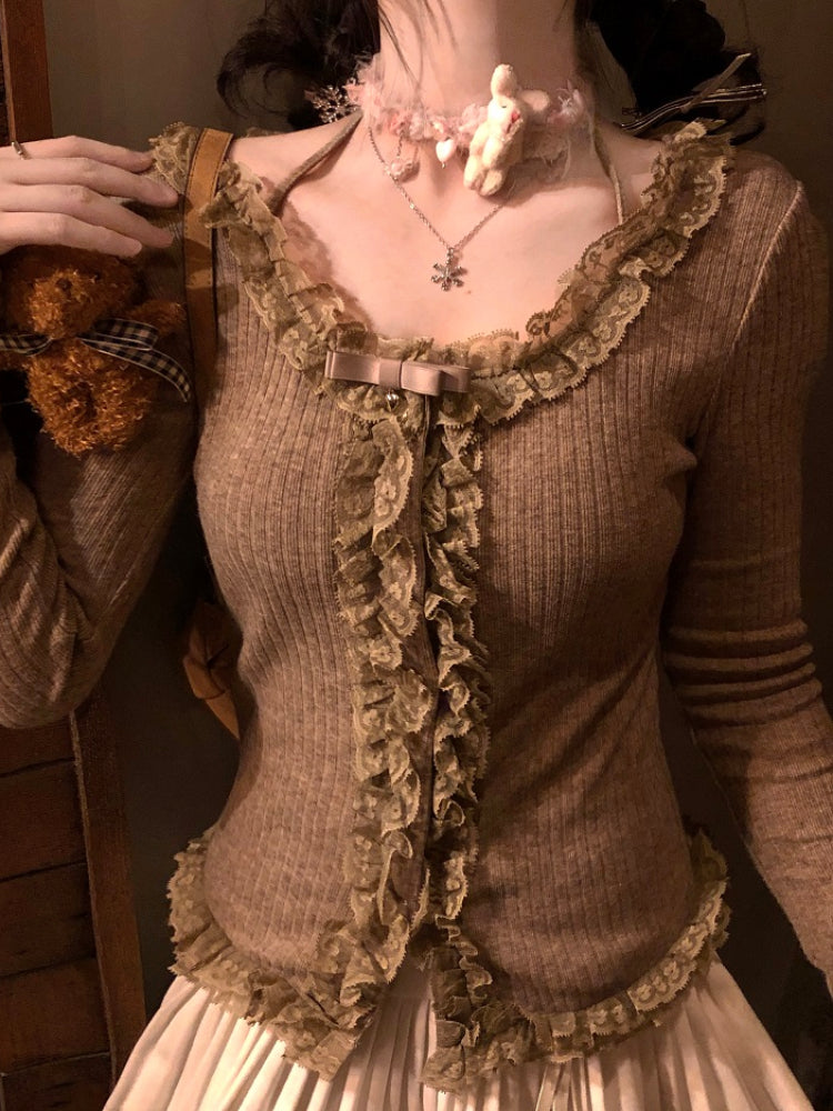 Heart Roll Ballet Knit Blouses-ntbhshop