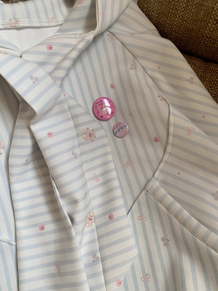 Bunny Ear Stripe Raglan Hoodie-ntbhshop