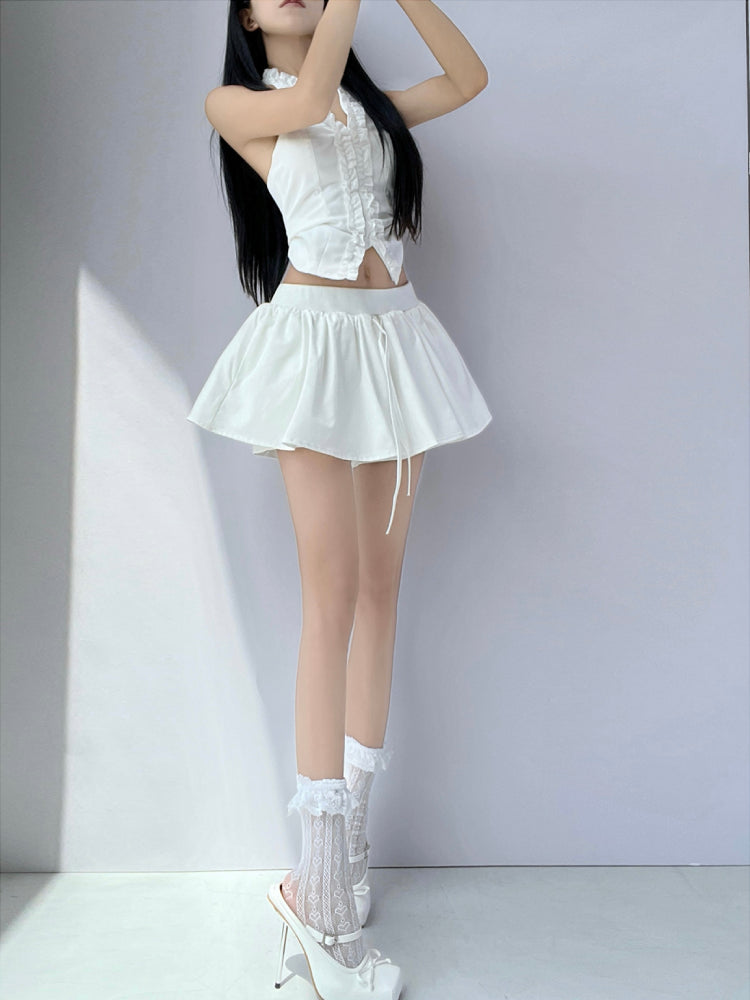 Soft Tencel Puff A-line Skorts-ntbhshop