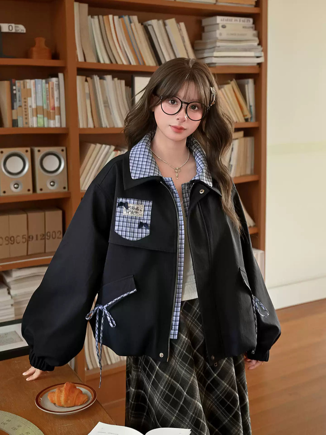 Puppy Check Layer Short Jacket-Outerwear-ntbhshop