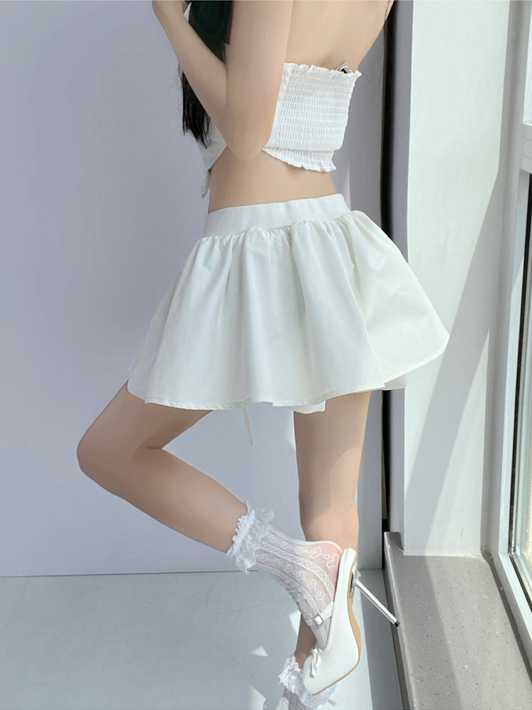 Soft Tencel Puff A-line Skorts-ntbhshop