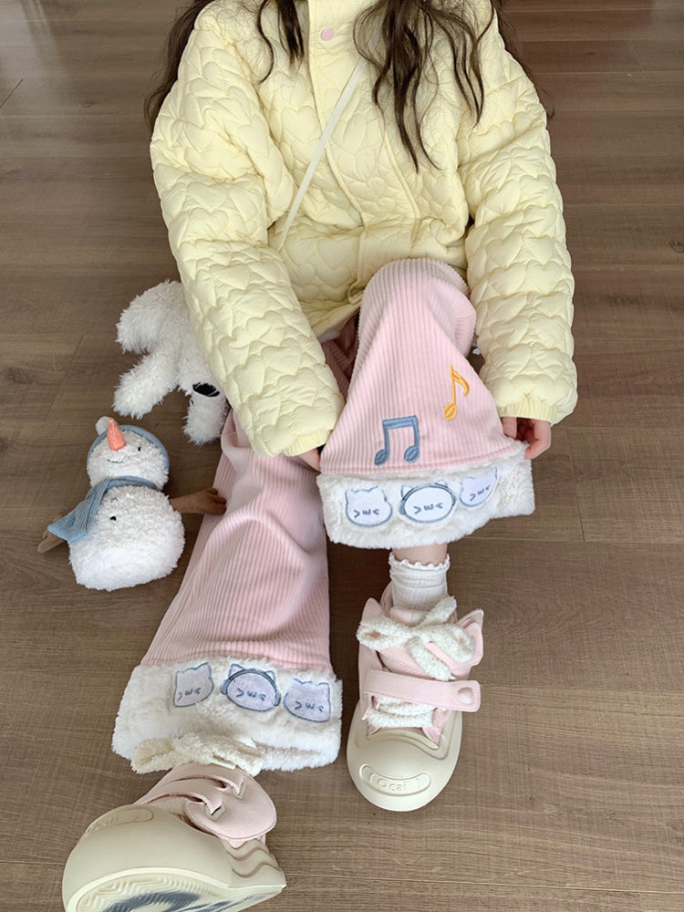 Headphone Kitty Plush Corduroy Pants-ntbhshop