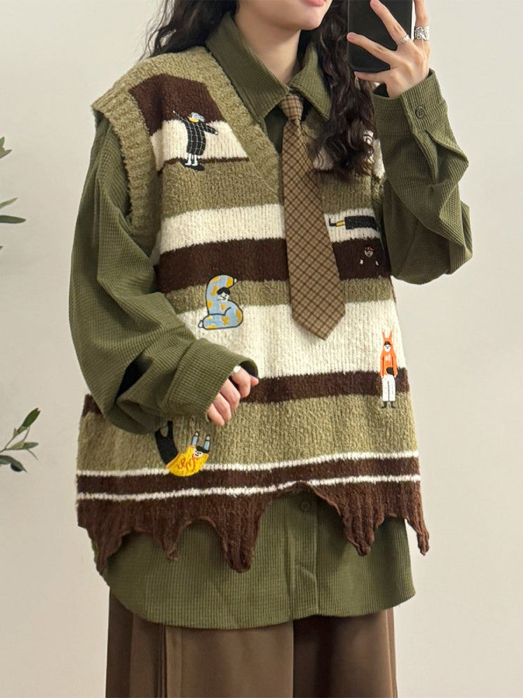 Cartoon Nostalgia Whimsy Knit Vests-ntbhshop