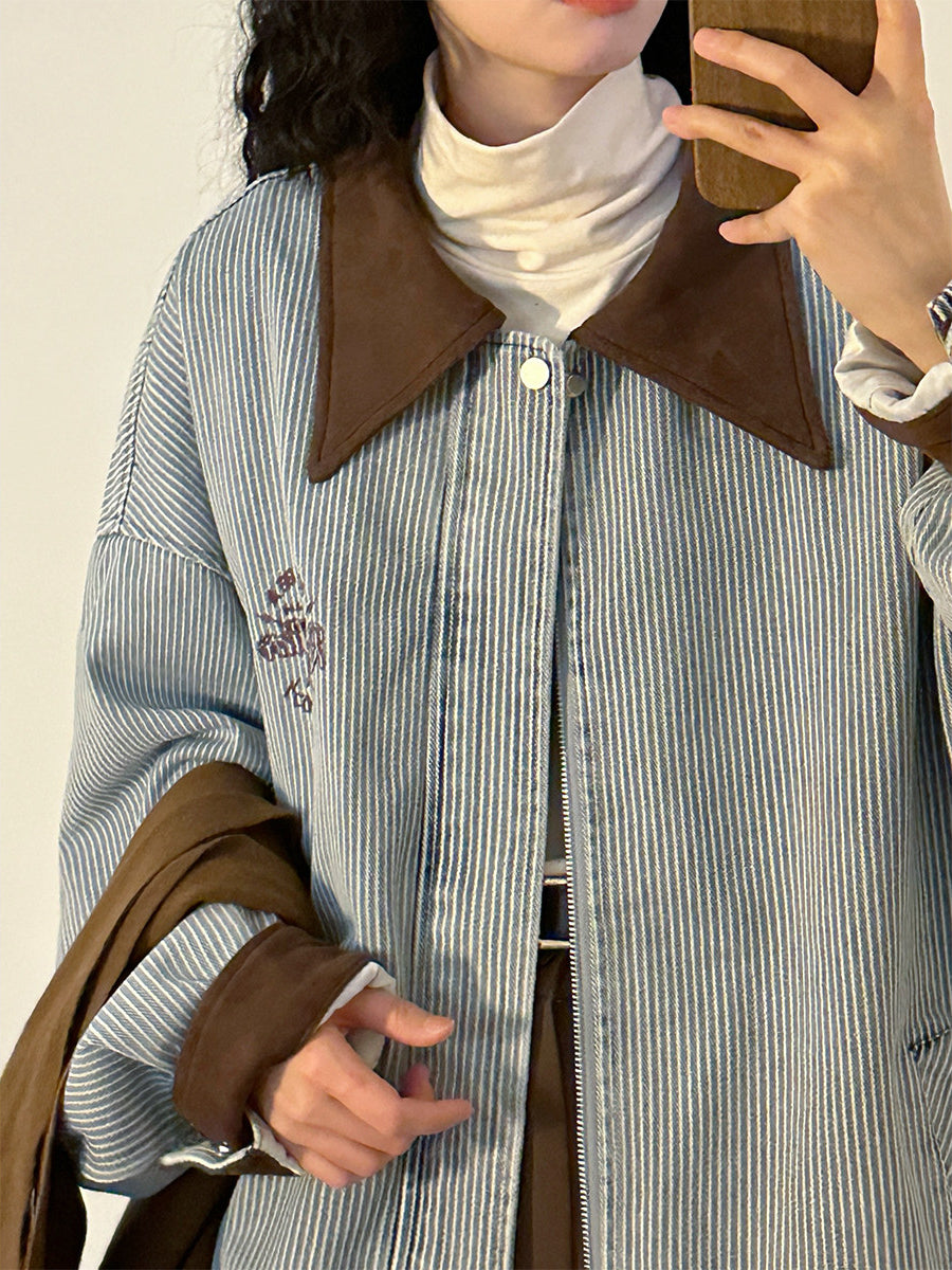 Cocoa Stripe Work Jacket-Outerwear-ntbhshop