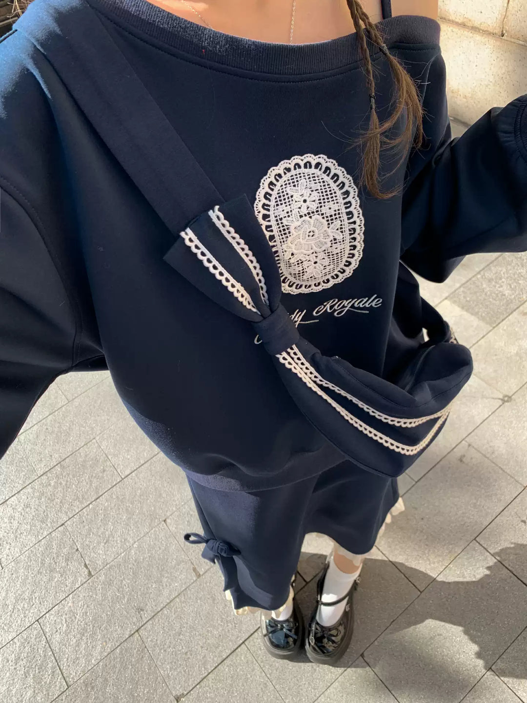 Teddy Royale Off Shoulder Sweatshirt-Tops-ntbhshop