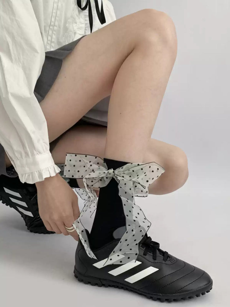 Dotty Bow Knee & Crew Socks-ntbhshop