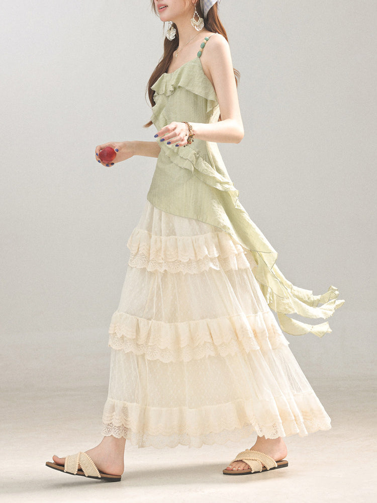 Honeydew Ruffle Top & Maxi Skirt-Sets-ntbhshop