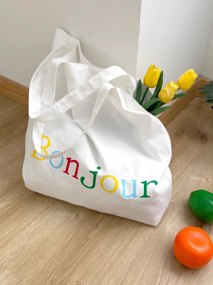 Bonjour Belle Canvas & Denim Tote Bags-ntbhshop