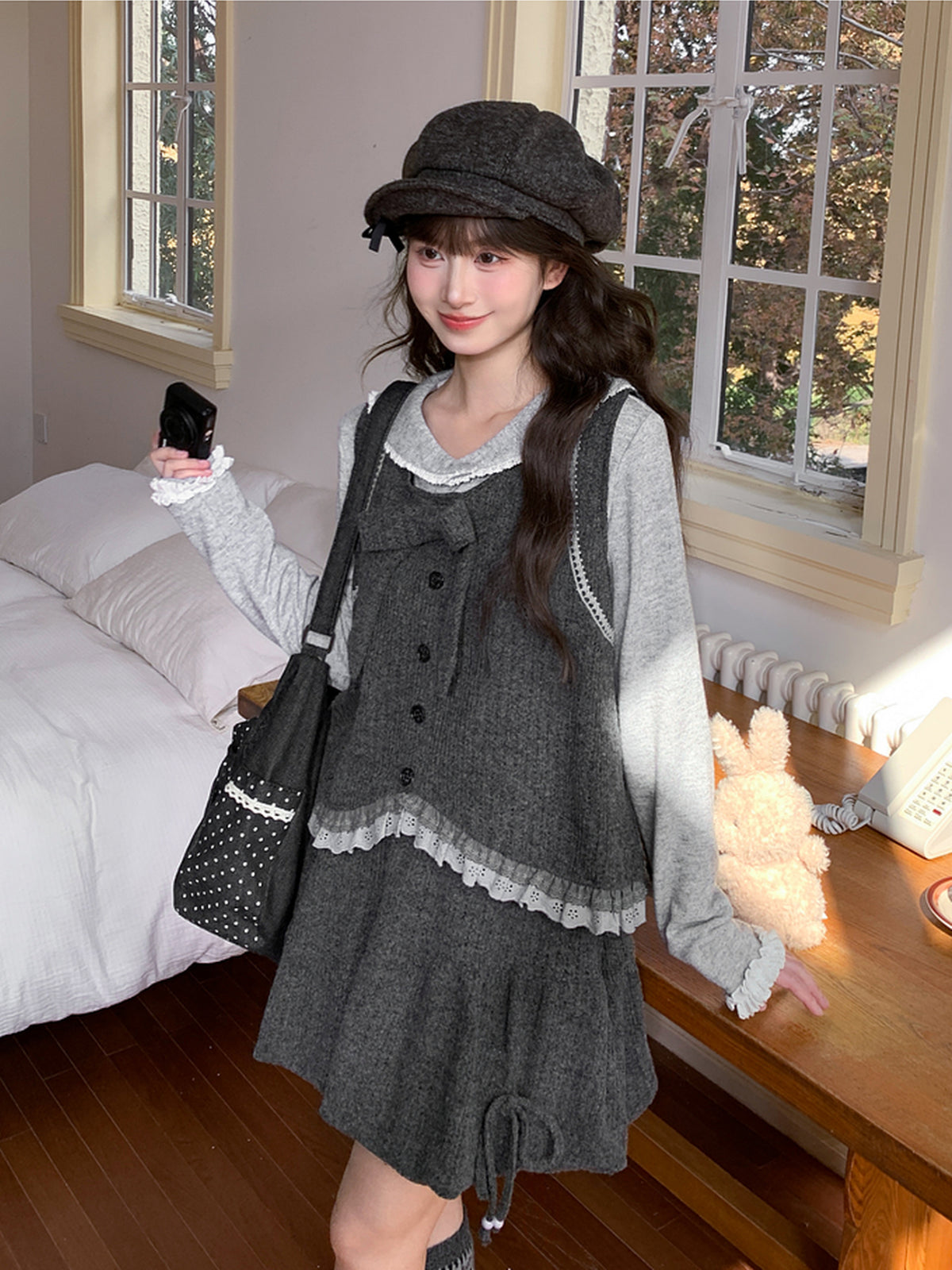 Moon Academy Knit Bow Vest-ntbhshop