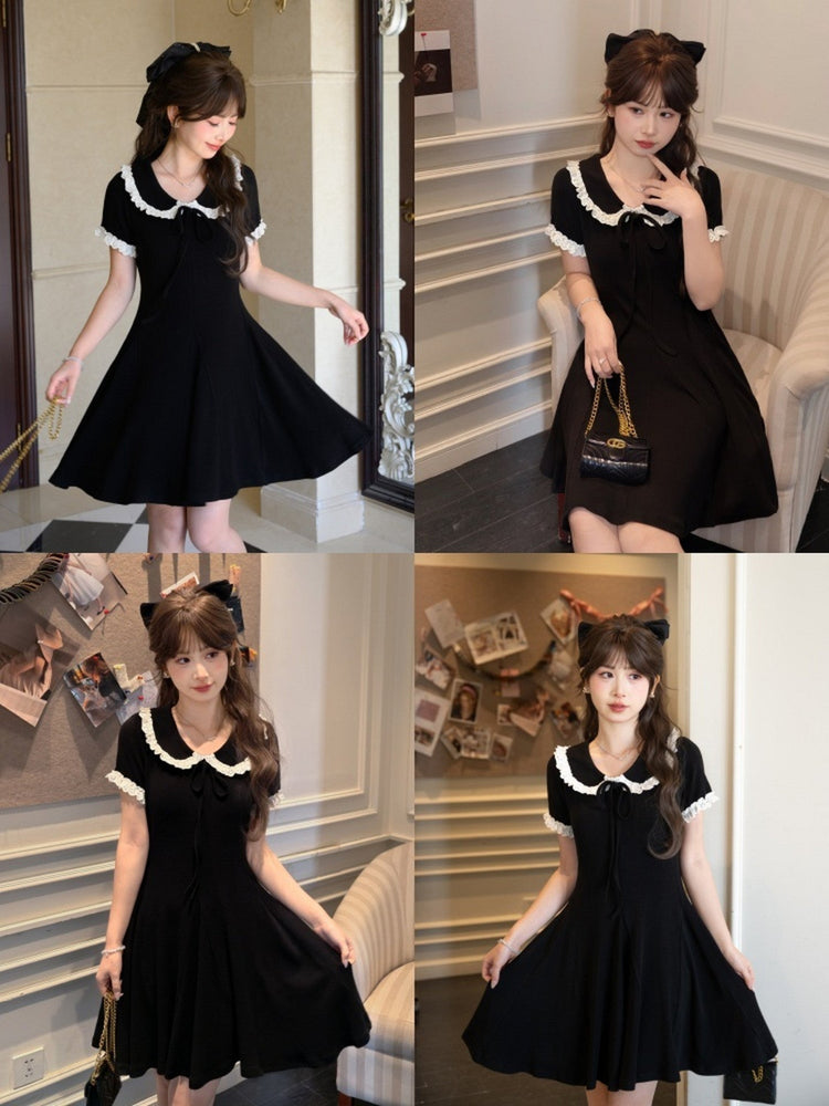 Midnight Lace Ribbon Dress-Dresses-ntbhshop