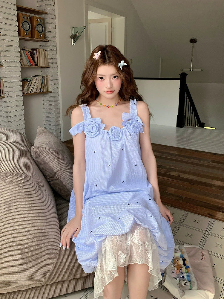 Ice Blossom Lace Bubble Dress-ntbhshop