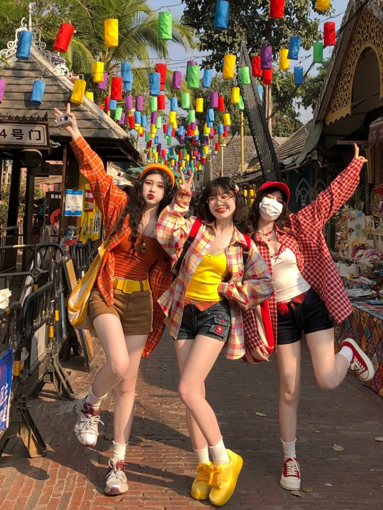 Rainbow Crush Oversize Check Shirts-ntbhshop