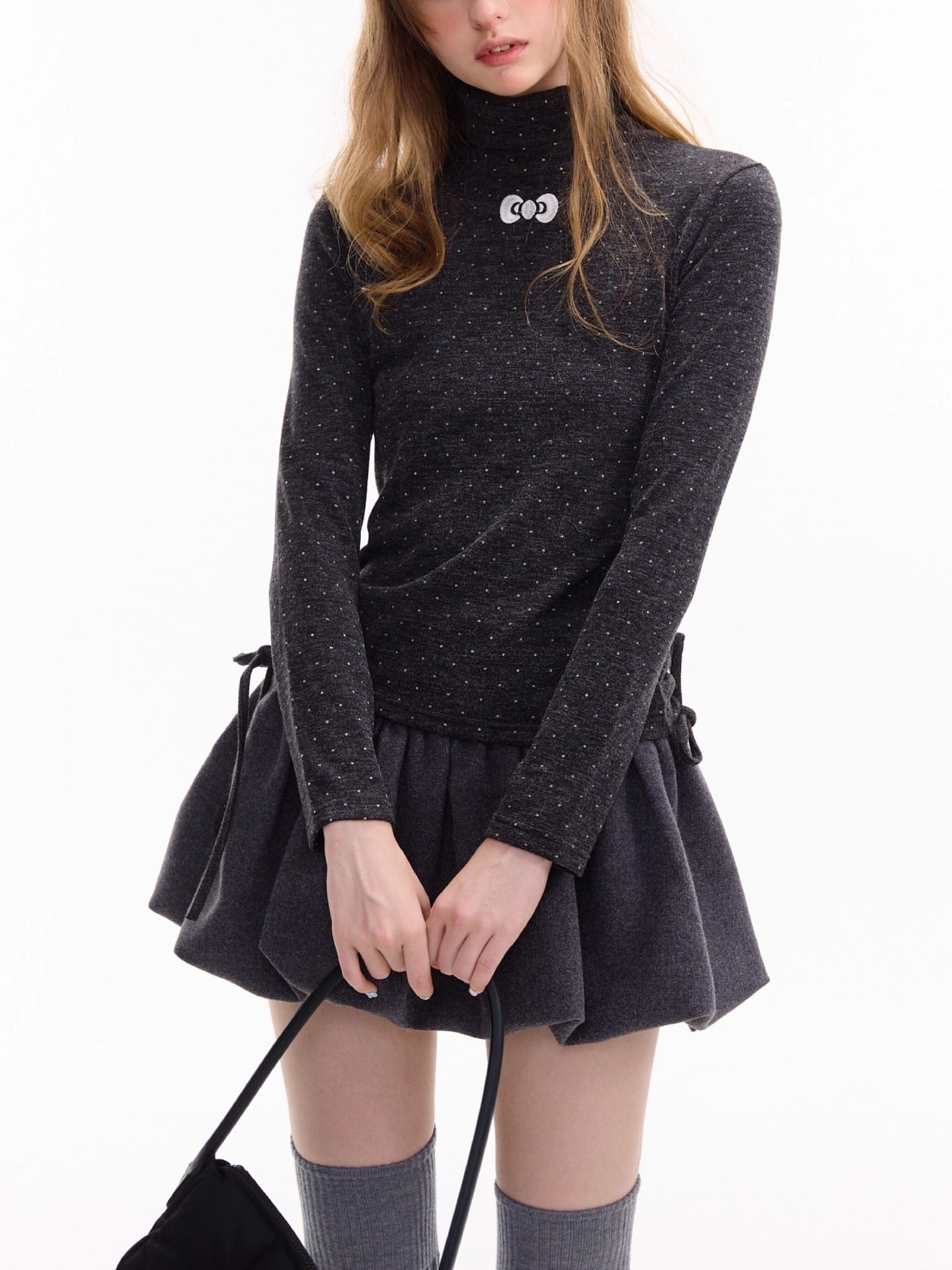Cocoa Dot Turtleneck Tops-Tops-ntbhshop