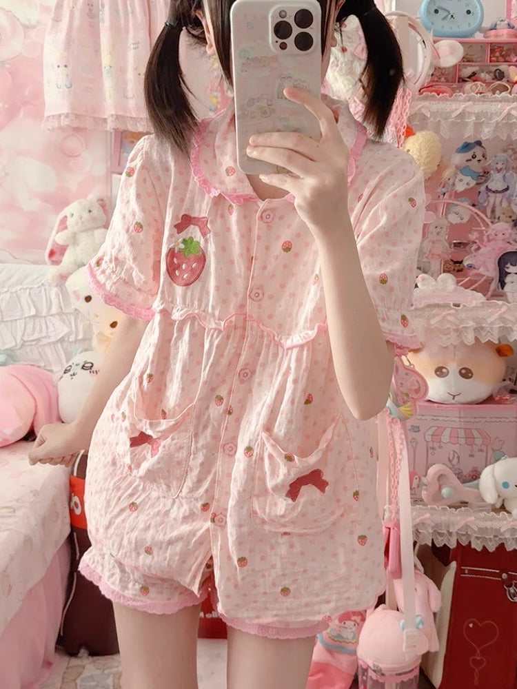 Strawberry Dream Cotton Pajama Sets-ntbhshop