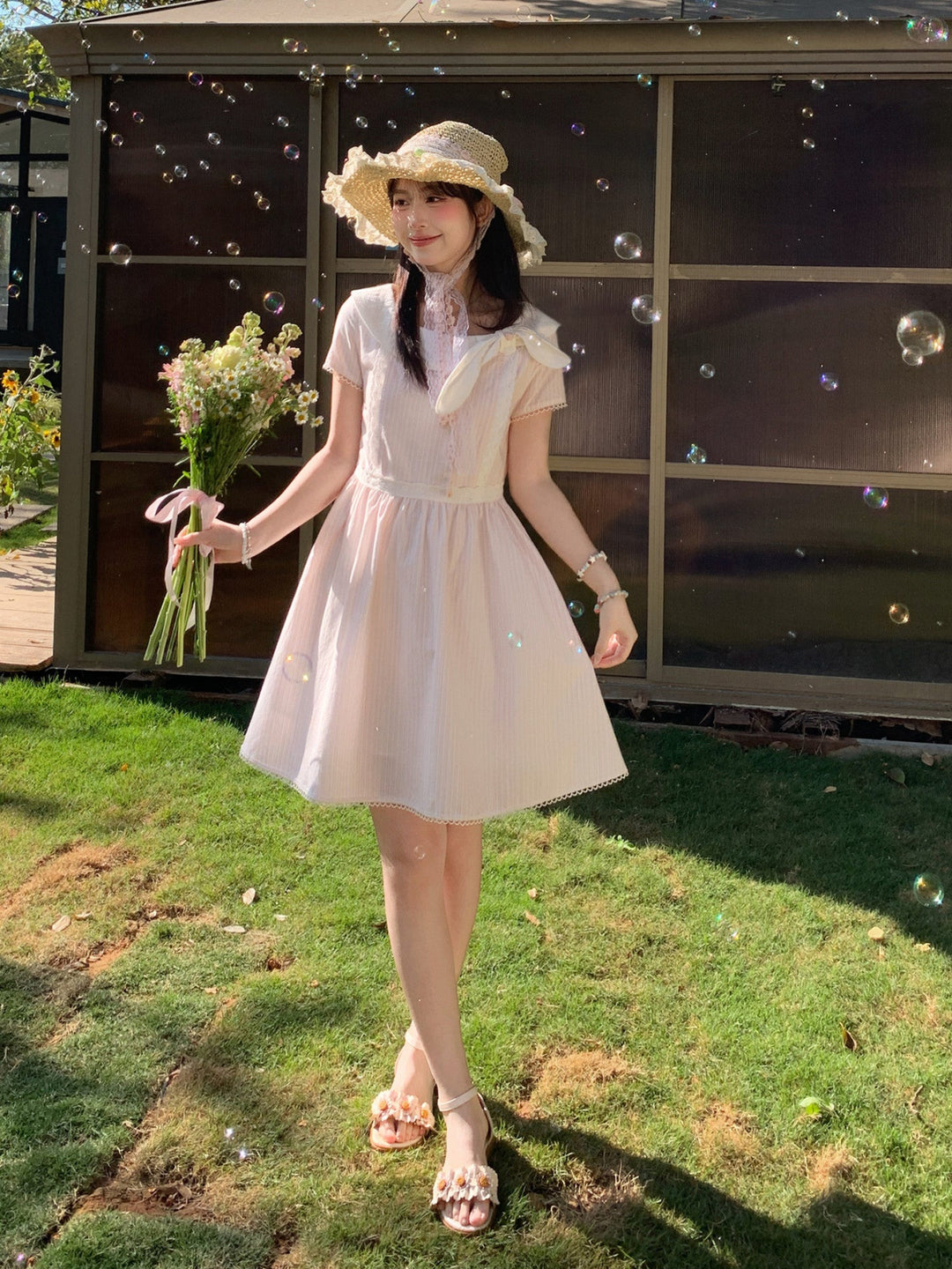 Vanilla Ribbon Stripe Dresses-Dresses-ntbhshop