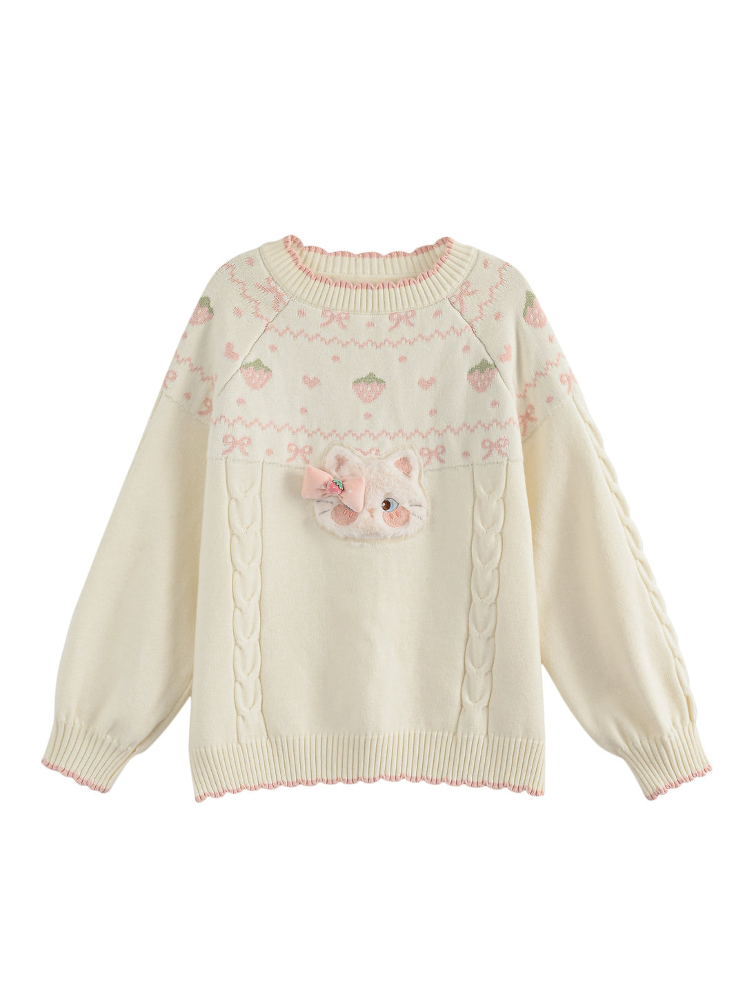 Strawberry Kitty Knit Sweater-ntbhshop