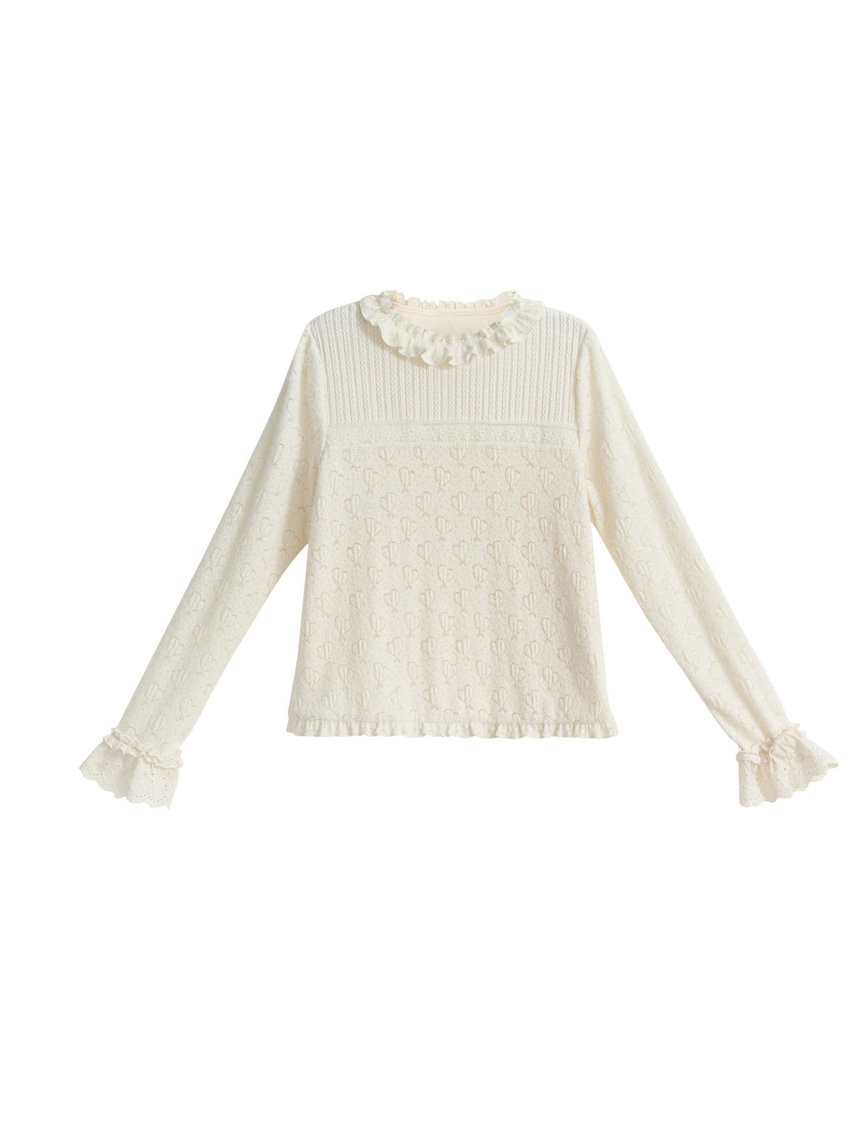 Milky Heart Ruffle Top-Tops-ntbhshop
