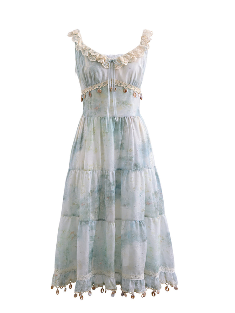 Seafoam Gauze Tassel Dress-Dresses-ntbhshop
