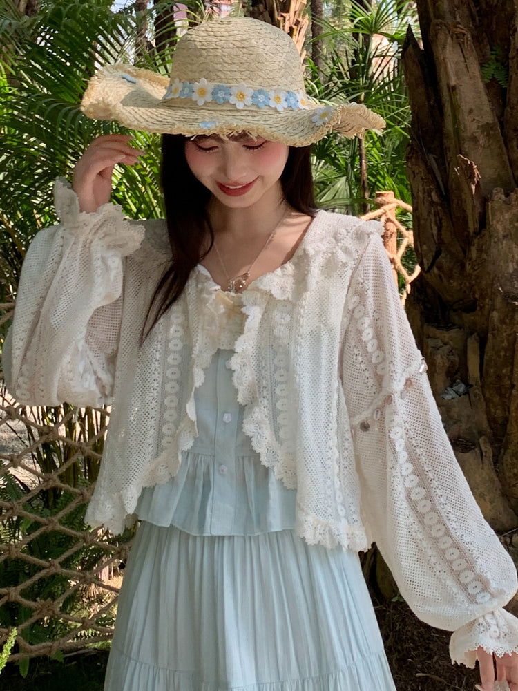 Meadow Lace Cropped Cardigan-Outerwear-ntbhshop