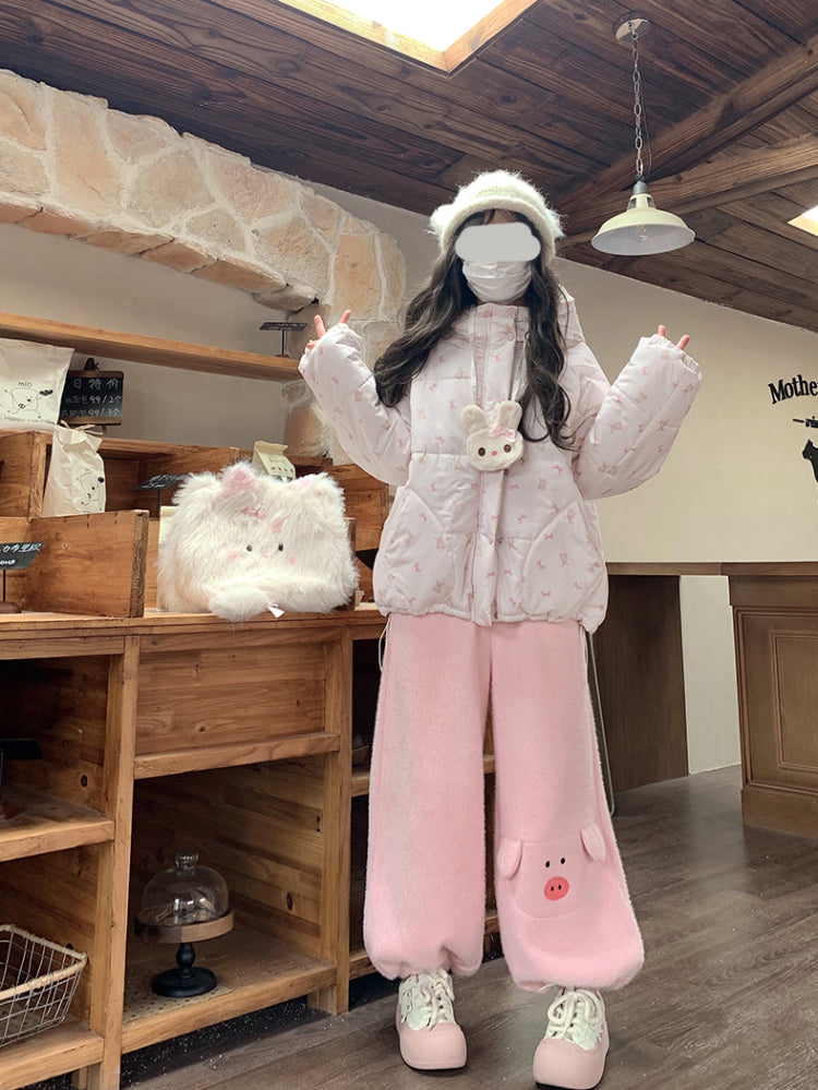 Piggy Bunny Fleece Bubble Pants-Bottoms-ntbhshop