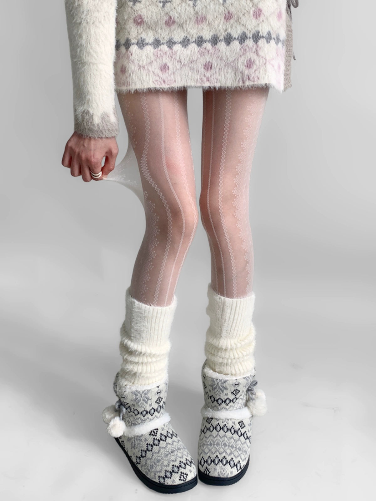 Snowlace Sheer Diamond Tights-ntbhshop