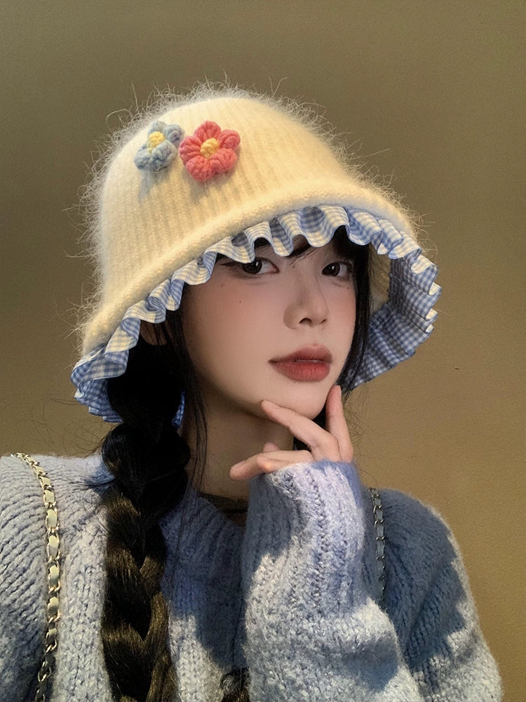 Bloom Garden Lace Trim Knit Hats-ntbhshop