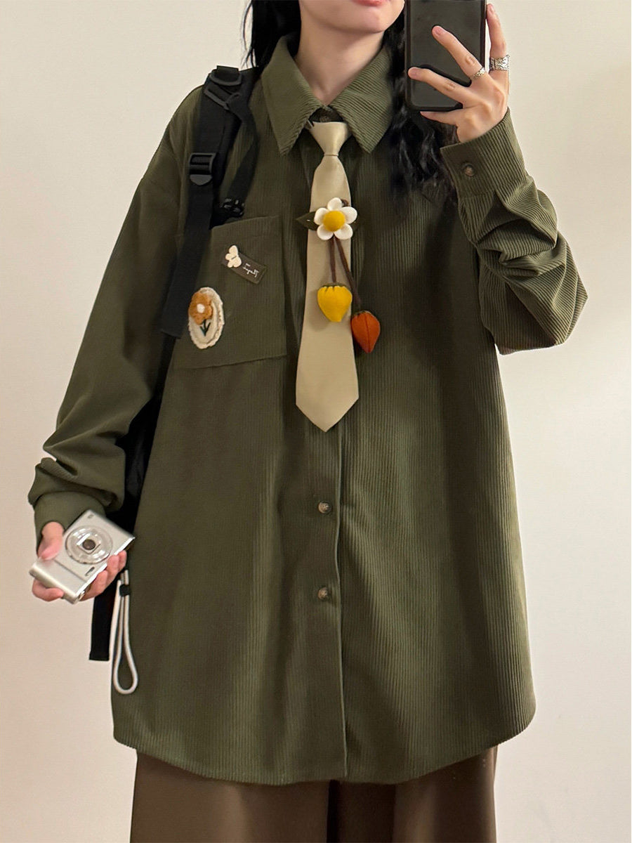 Moss Garden Corduroy Tie Shirts-Tops-ntbhshop